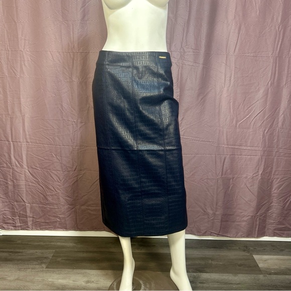 Marc New York Dresses & Skirts - Mark New York Crocodile Embossed Pencil Skirt Dark Navy NWT XS Stretch